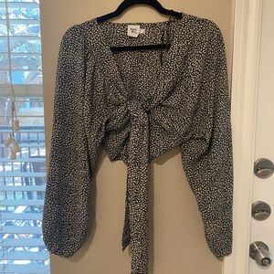 Front tie cheetah print top